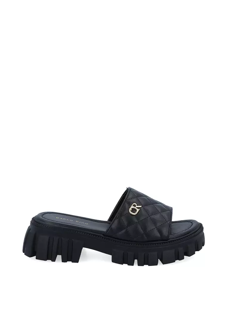 Discount on Carlo Rino  shoes - SKU: Black Cr Quilted Chunky Flats