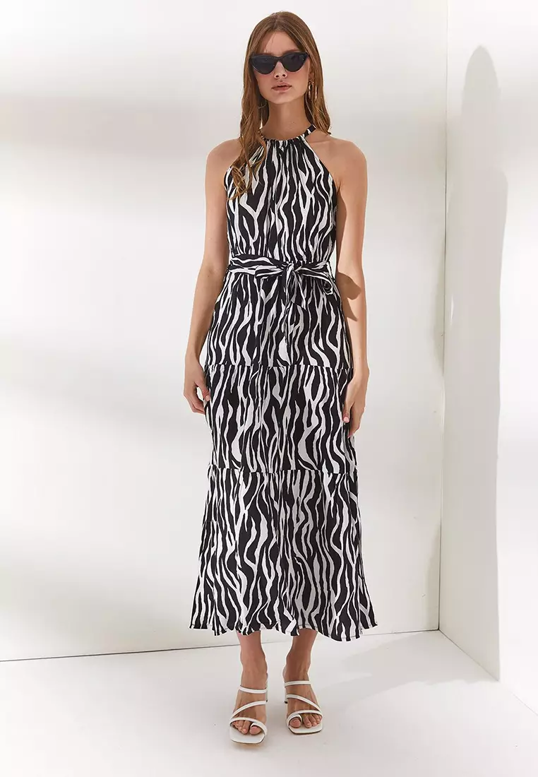Halter Neck Belted Dress