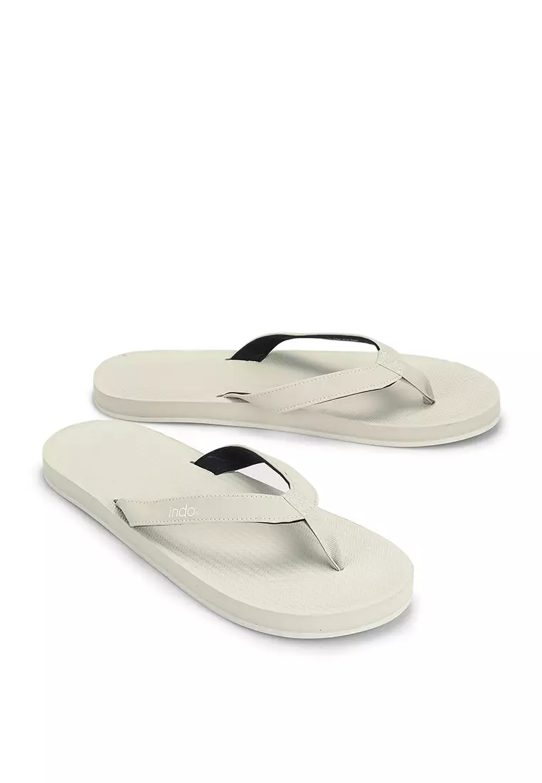 Indosole Mens Flip Flops  Recycled & Sustainable Footwear - White