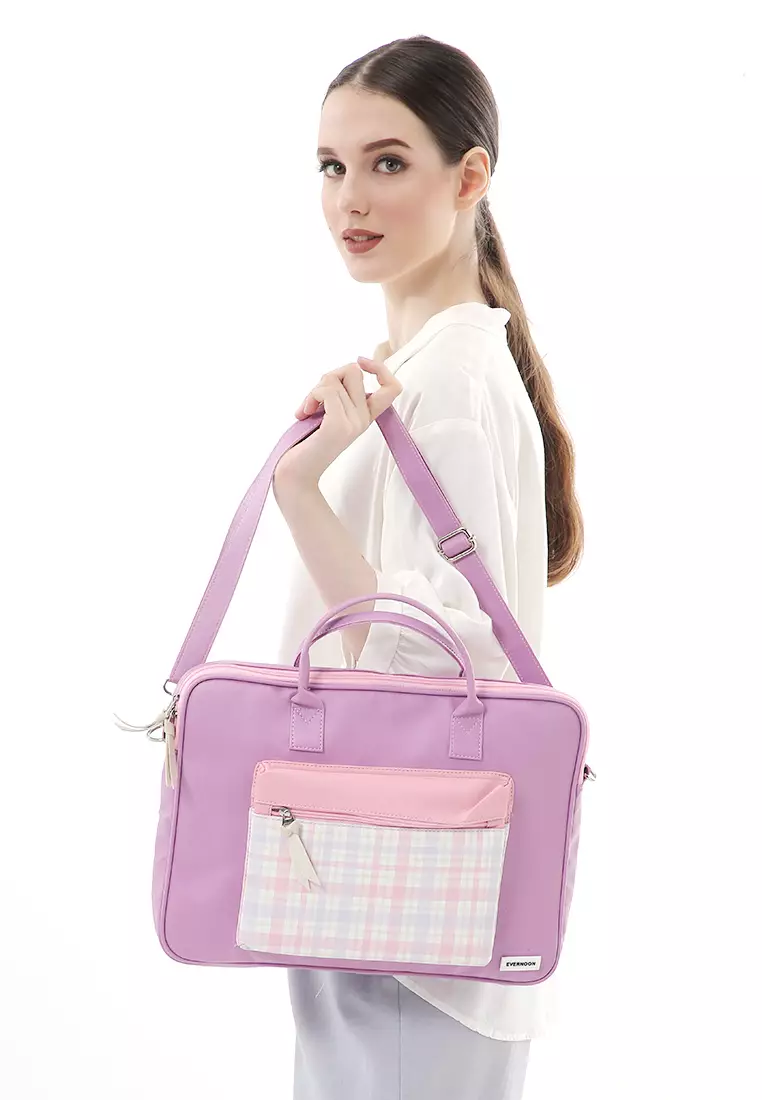 Keysia Tas Laptop Selempang Front Pocket Desain Simple - New Purple