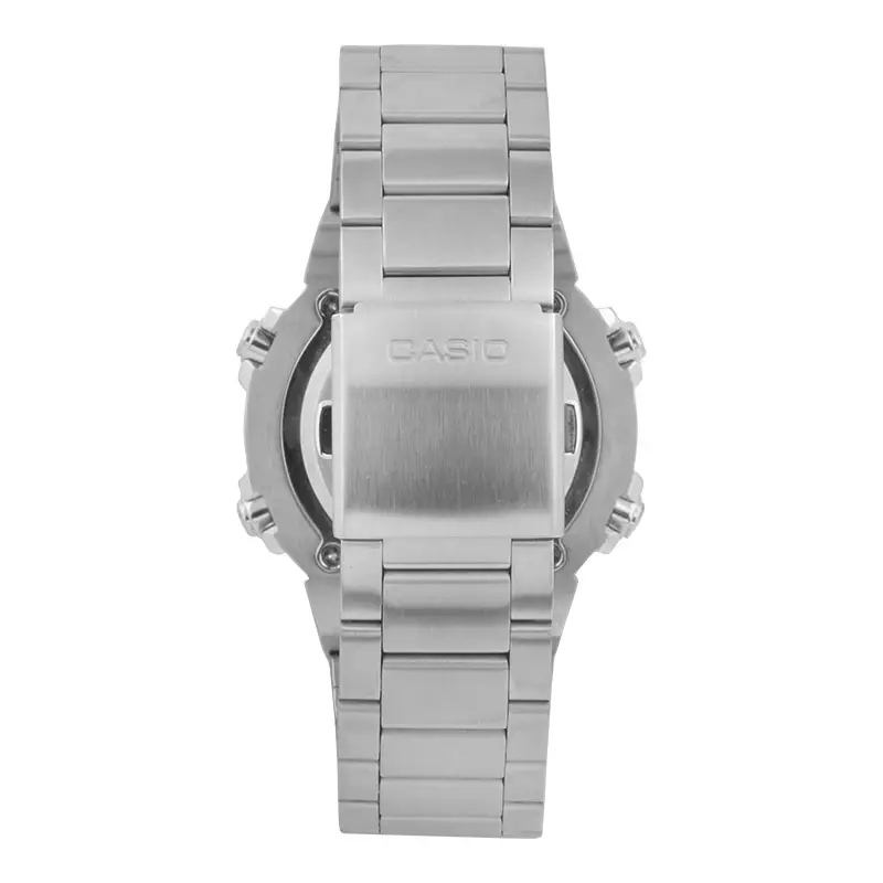 Jam Tangan Pria Casio General AMW-870DA-3AVDF AMW870 AMW-870D Analog-Digital Green Dial Stainless Steel Band