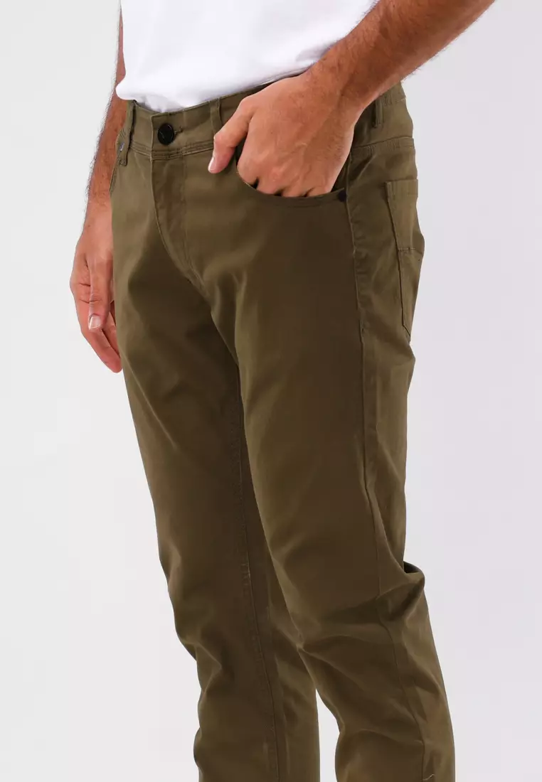 Colored Long Pants Slim Tapered Stretch