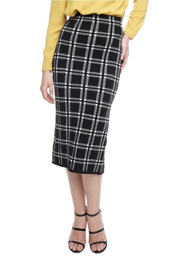 Checker Knitted Midi Skirt