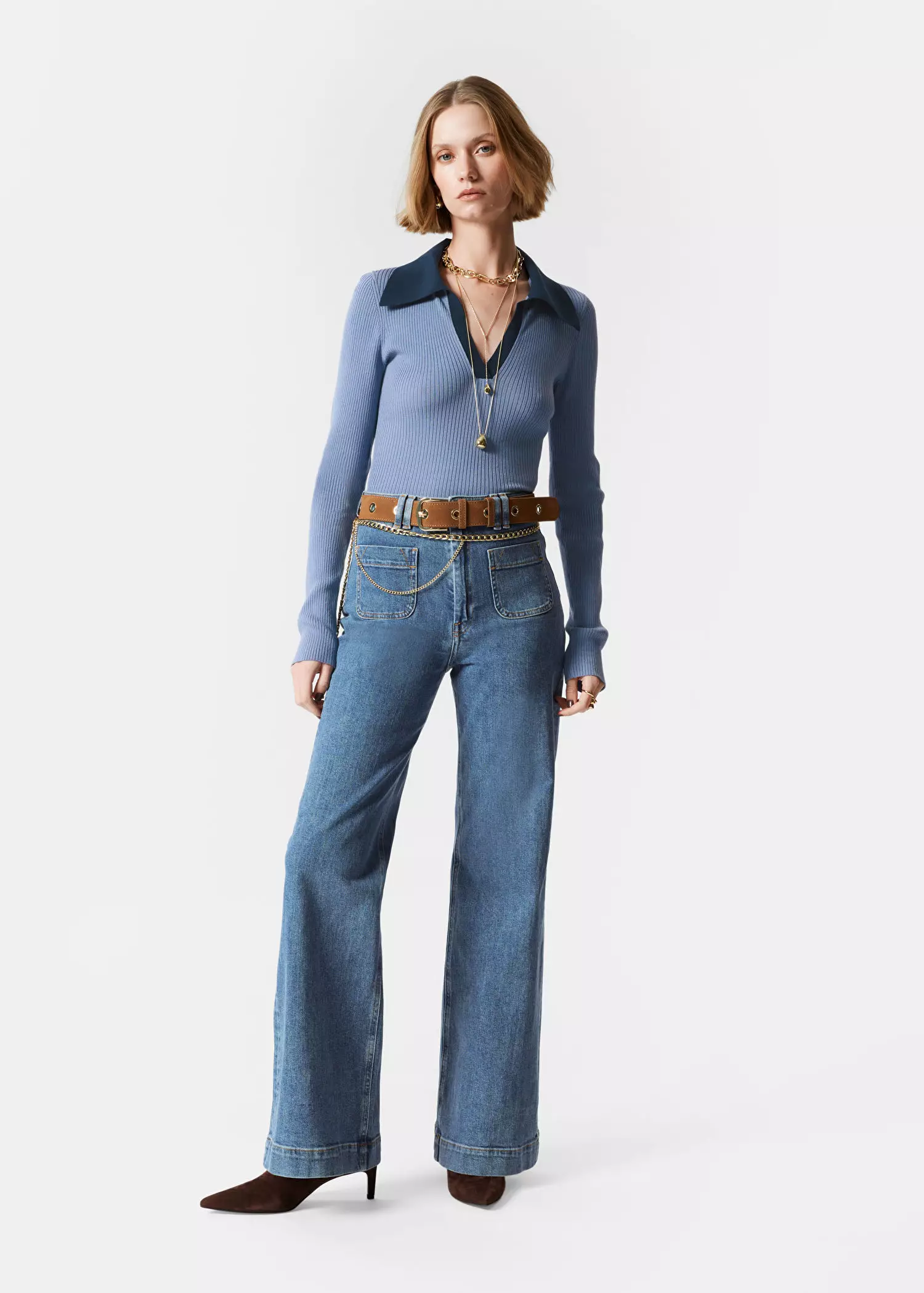 High-Waist Bootcut Jeans