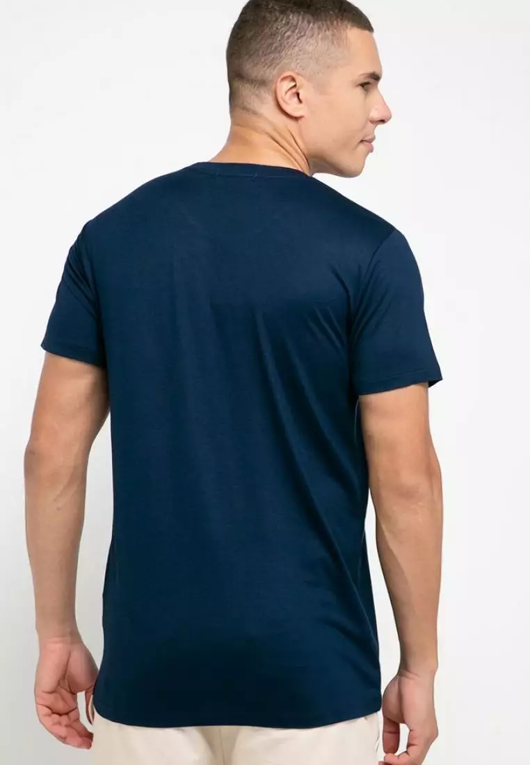 MTH43 Kaos Pria Simple Jepang Katakana belly t-shirt unisex navy