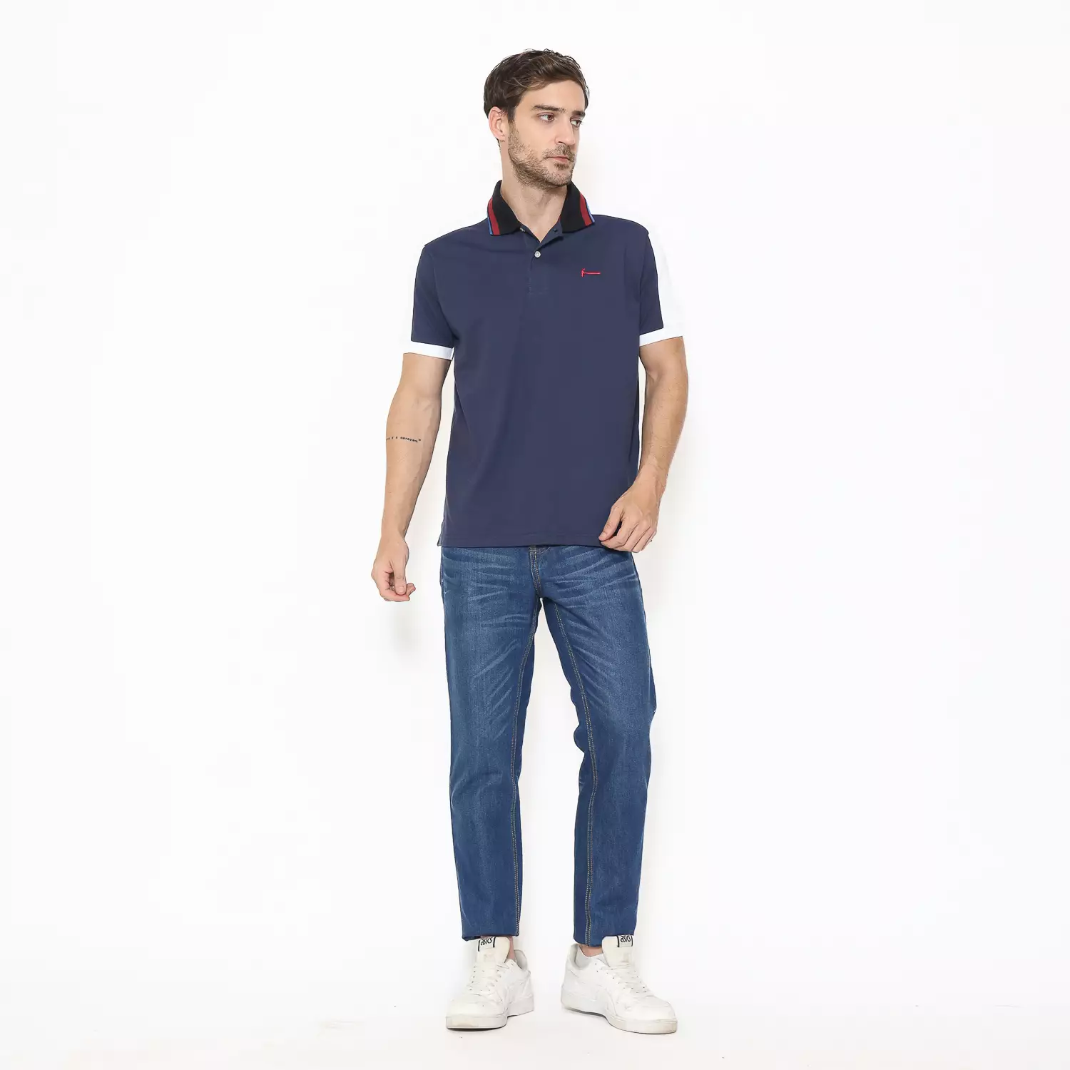 Hammer Men Fashion Polo G1PI041N1 | Kaos Kerah Pria Lengan Pendek Navy Putih