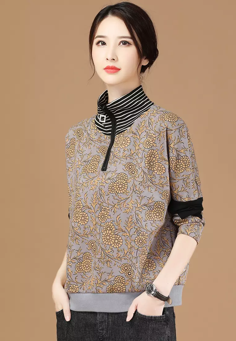 Buy A IN GIRLS Vintage Printed Turtleneck Sweater T Shirt 2024
