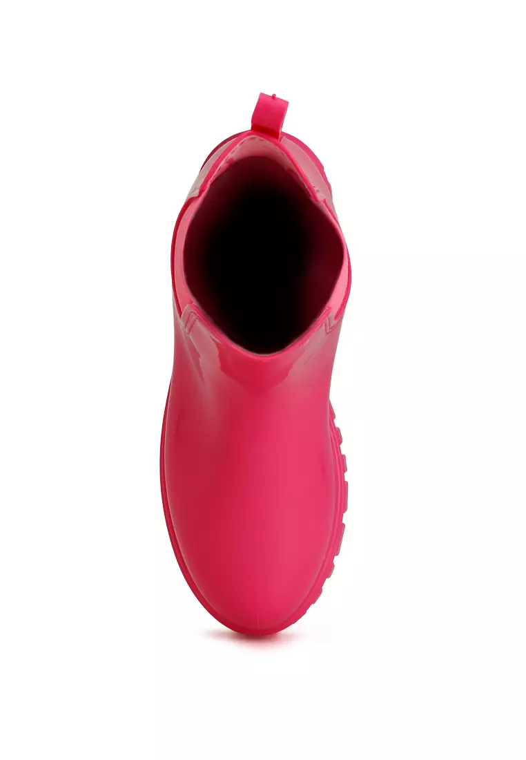 Chunky Chelsea Rain Boots In Fuchsia