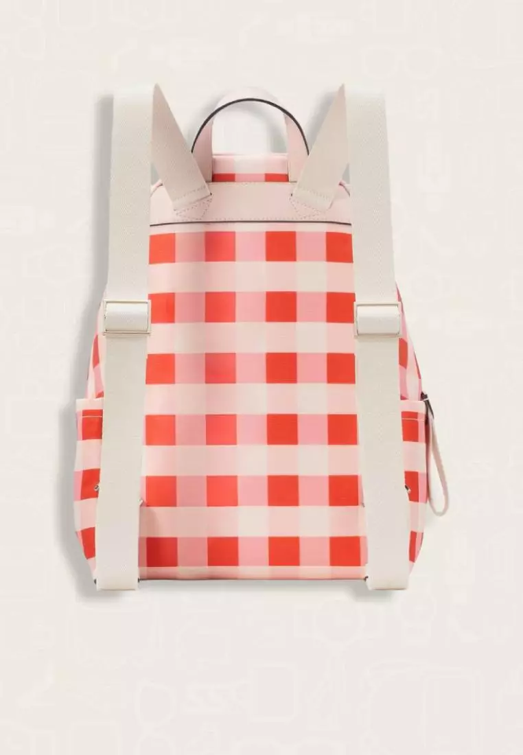 Kate Spade Chelsea Gingham Medium Backpack Pink Multi
