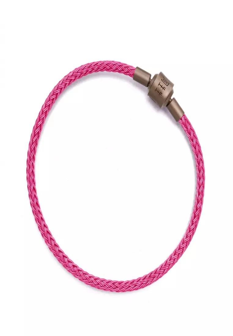 Stainless Steel Charm Bracelet for Women Neon Pink 3mm