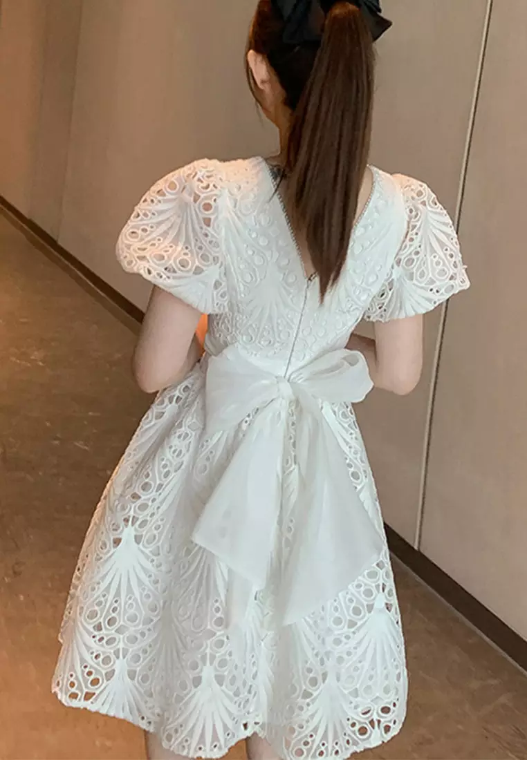 White summer wrap dress best sale