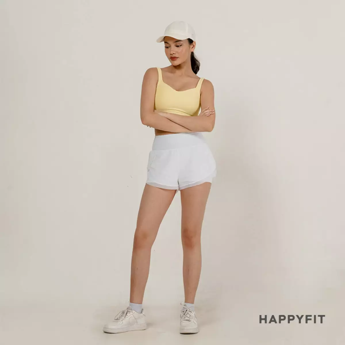 Happyfit Ribbed Tennis Tank Sports Bra - Yellow Butter