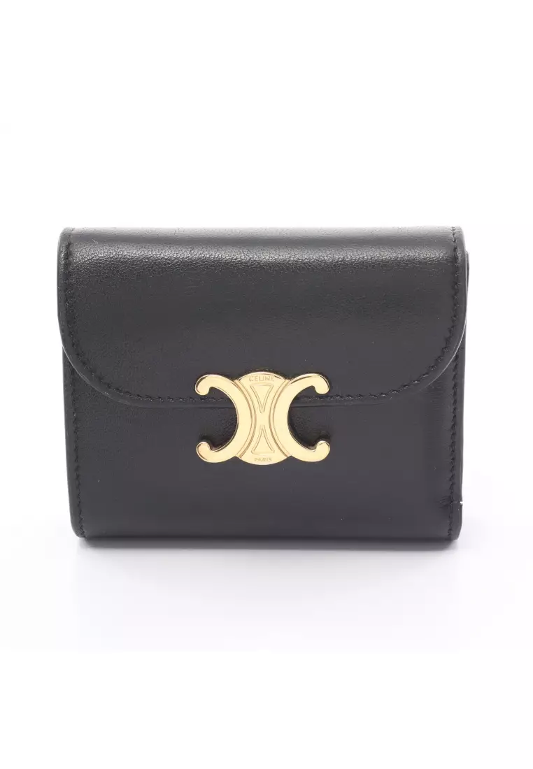 Celine Pre loved Celine Triomphe small flap wallet trifold wallet