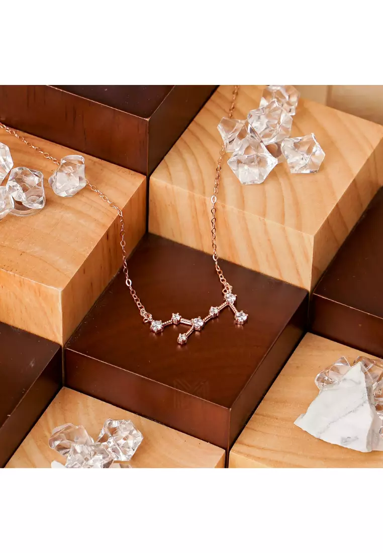 Match The Stars Virgo Constellation Rose Gold Necklace with 925 Sterling Silver