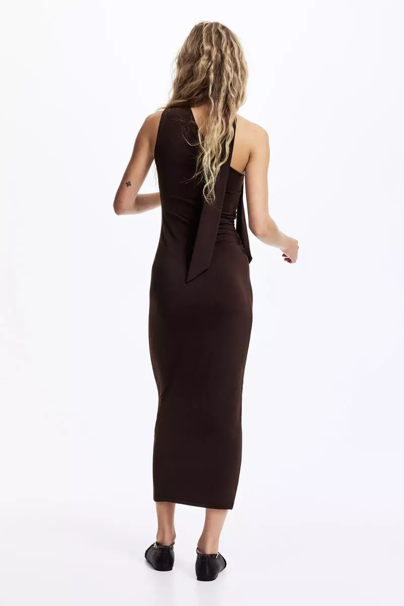 Draped one-shoulder dress