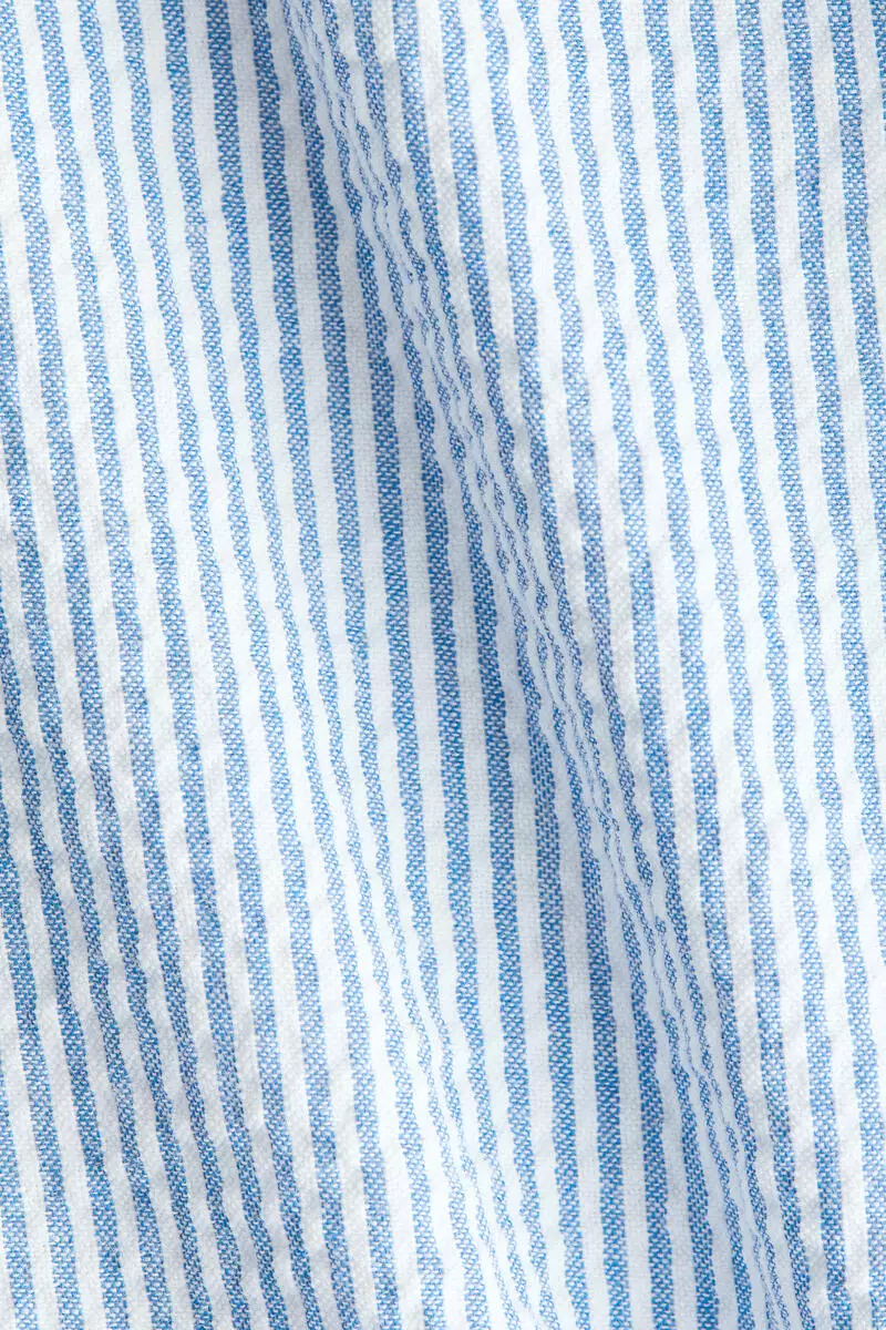Cotton seersucker grandad shirt