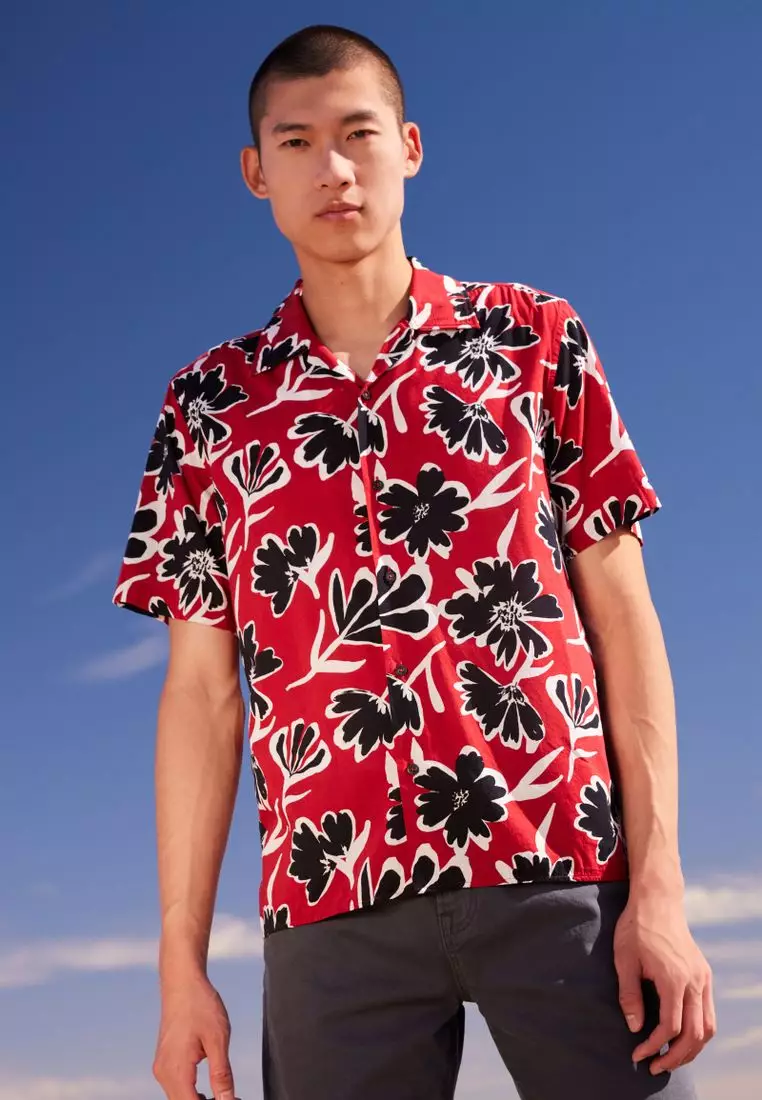 Buy NEXT Floral Print Cuban Collar Short Sleeve Shirt 2024 Online