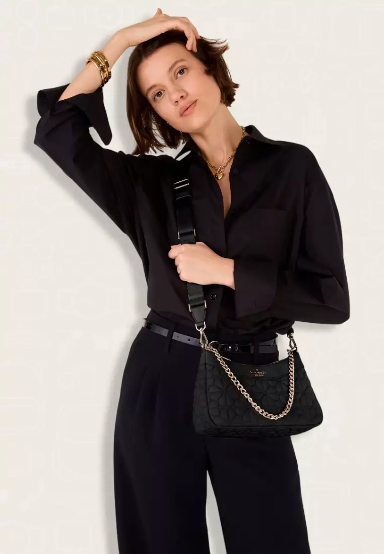 Kate Spade Spade Flower Quilted Medium Convertible Crossbody Black