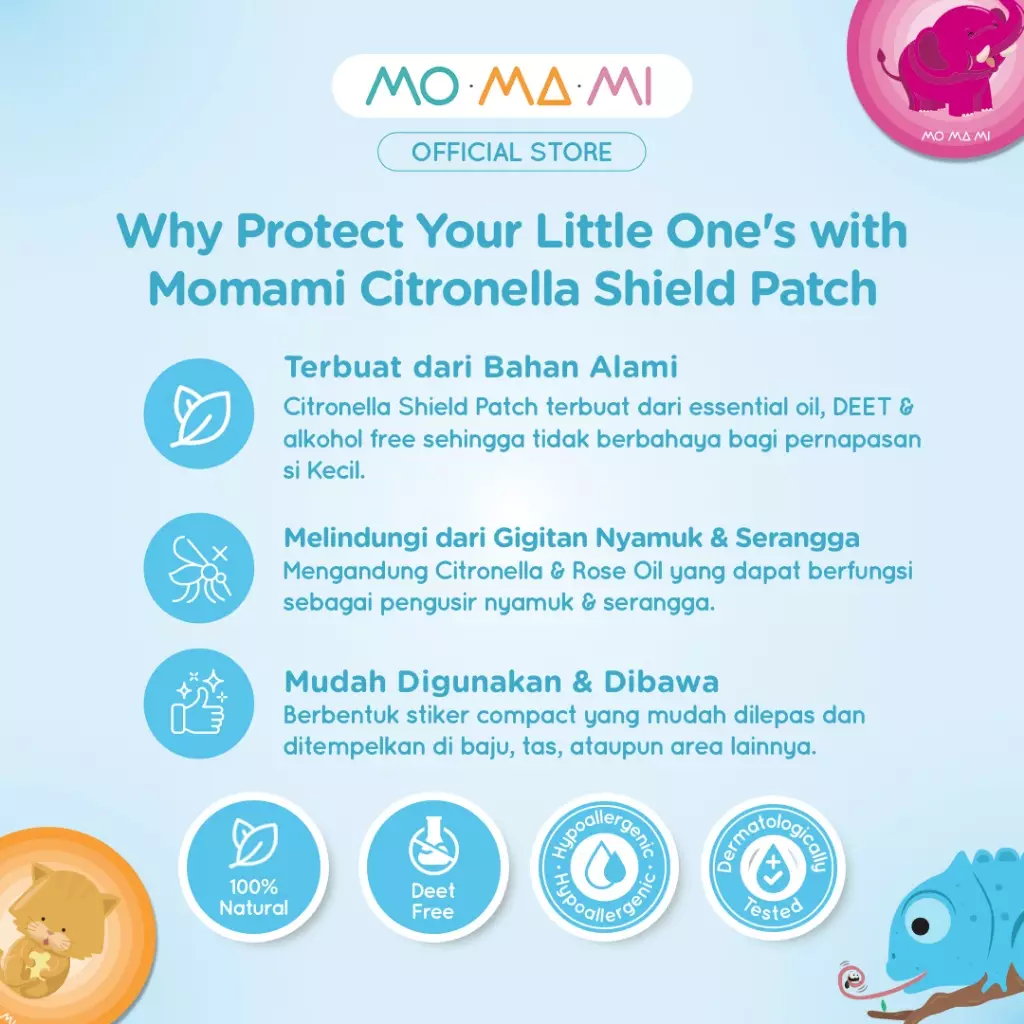 Momami Citronella Mosquito Shield Anti-Repellent Patch - Sticker Anti Nyamuk Anak Bayi