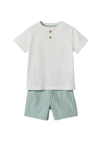 MANGO BABY green Striped Short Pyjamas 88958KAD8A442BGS_1