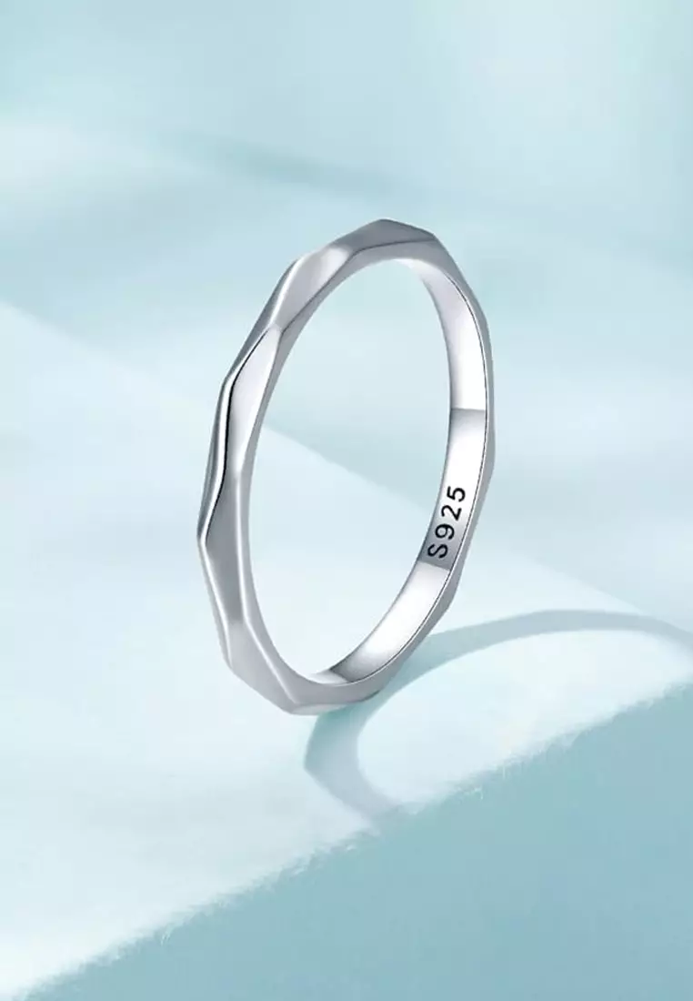Solid Silver Geometric Slim Ring
