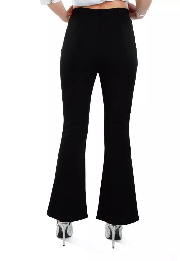 Black Flared Cut Trousers