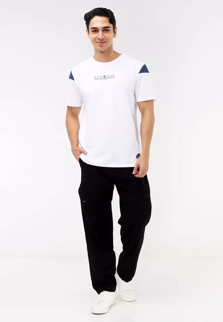 Round Neck Streaky Short Sleeves T-Shirt