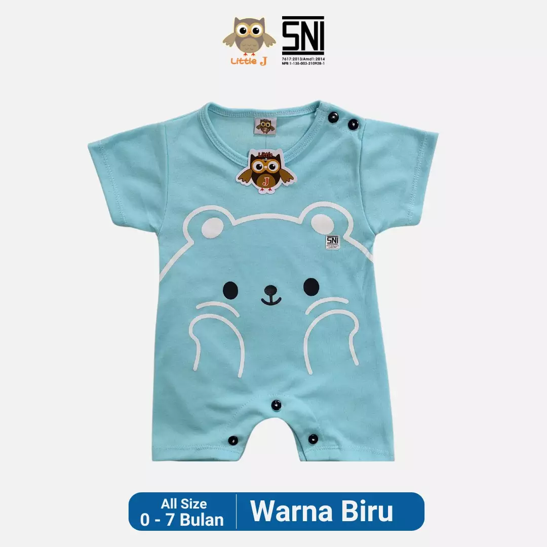 Little J Jumsuit Bayi Jumper Pendek Anak Cewek Romper Baju Kodok Motif Bear SNI Lokal