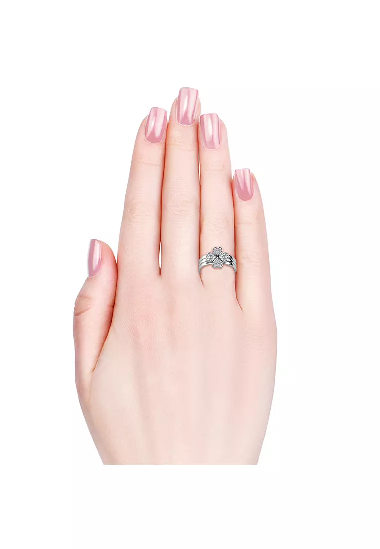 Tri Clover Ring - Cincin Crystal Premium by Her Jewellery