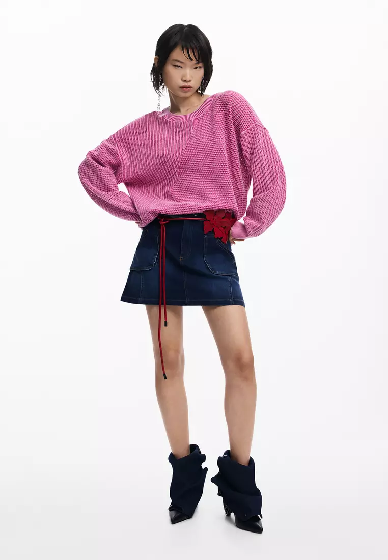 Buy Desigual Logo-embroidered knit sweater 2026 Online | ZALORA