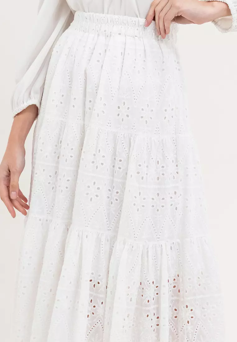 Sunny Eyelet Long Skirt