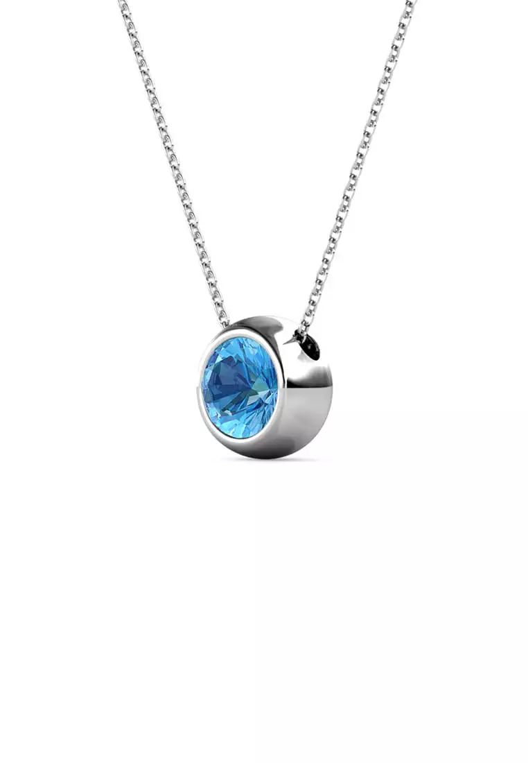 Her Jewellery Birth Stone Moon Pendant (December, White Gold) - Luxury Crystal Embellishments plated with 18K Gold