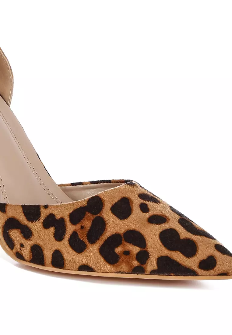 Microfiber Stiletto Sandals in Leopard