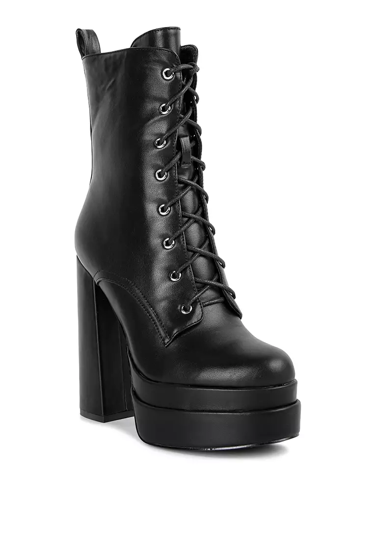 Atlas platform biker boot hotsell in black faux leather