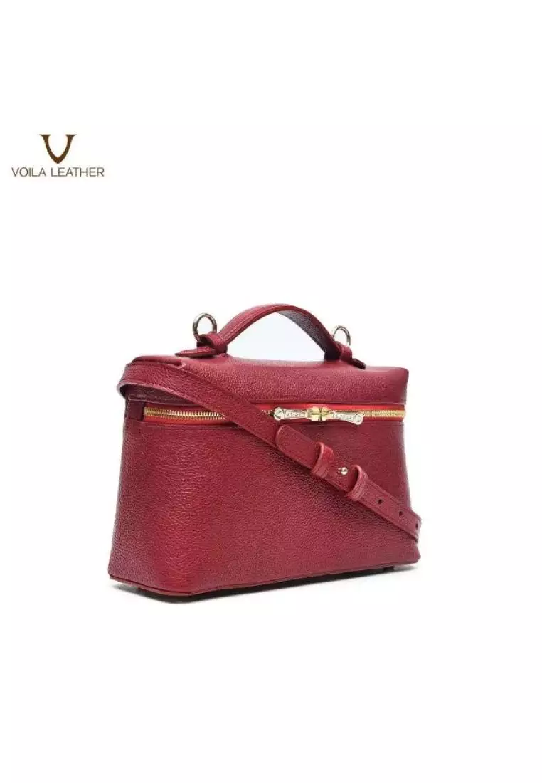 VOILA LEATHER Tas Tangan Tas Selempang Wanita Kulit Asli Genuine Leather Hand Bag Sling Bag NAVA Red
