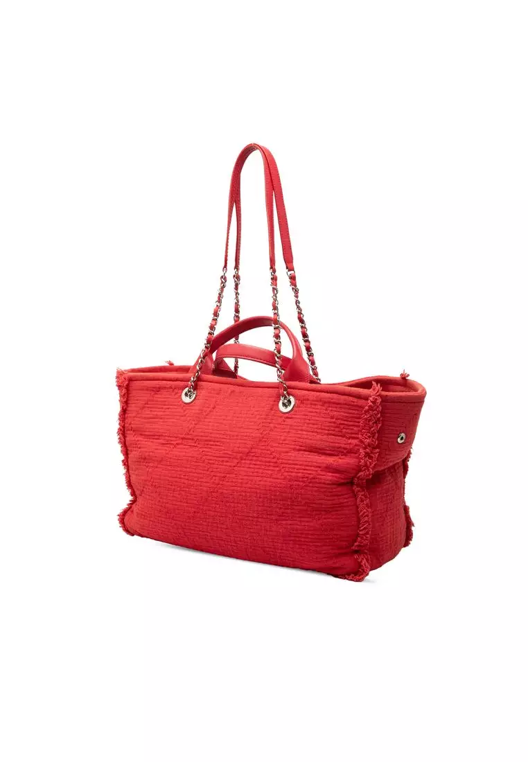 Pre-Loved Chanel Medium Cc Quilted Canvas Double Face Deauville Tote