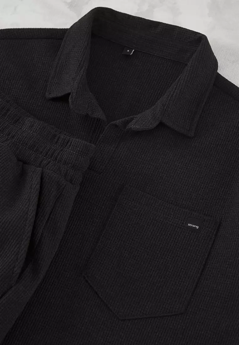 Anthracite Regular Cut Textured Fabric Tagged Polo Neck Tracksuit TMNSS23EM00003