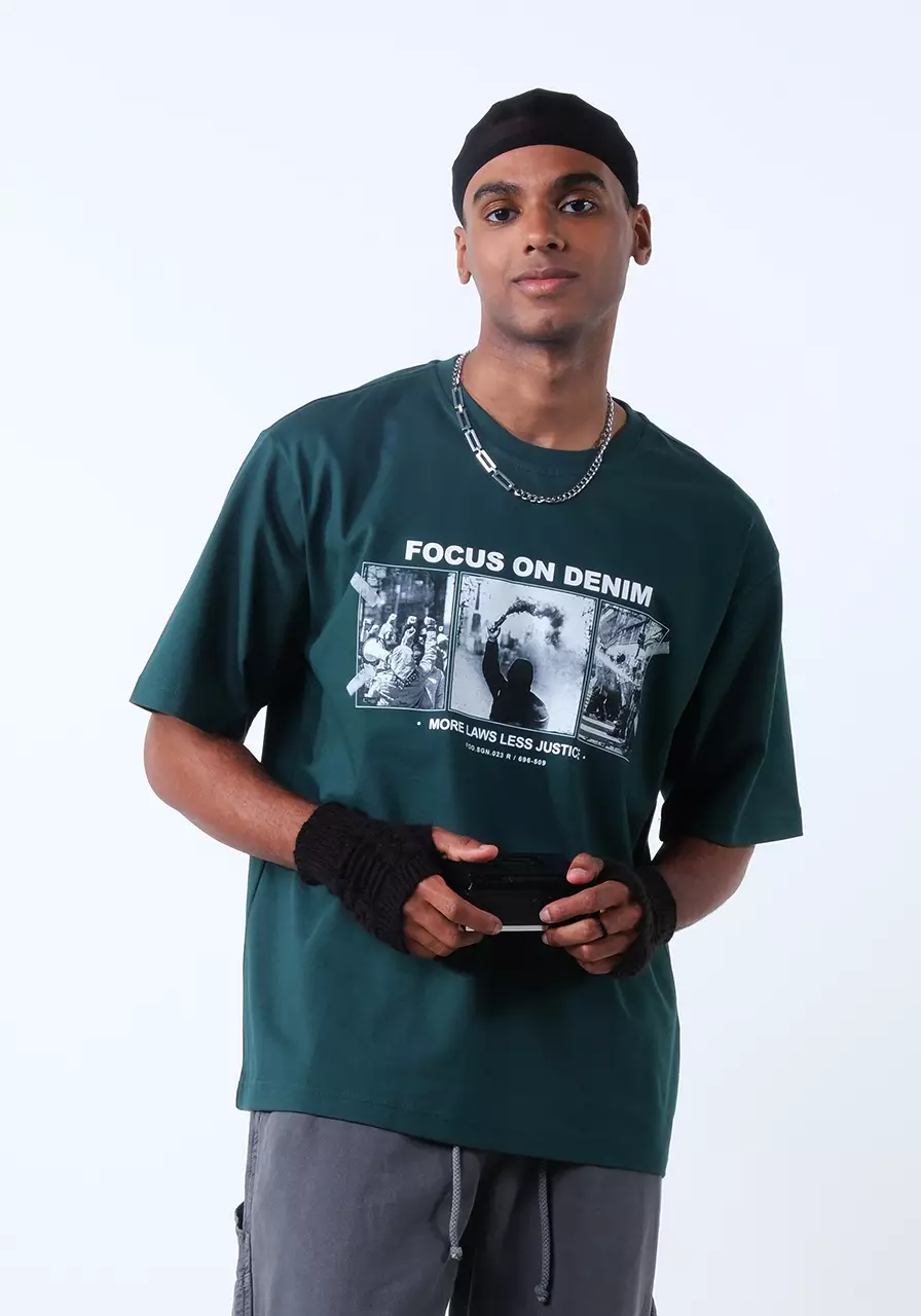 Kaos Pria Boxy Tusha Evergreen