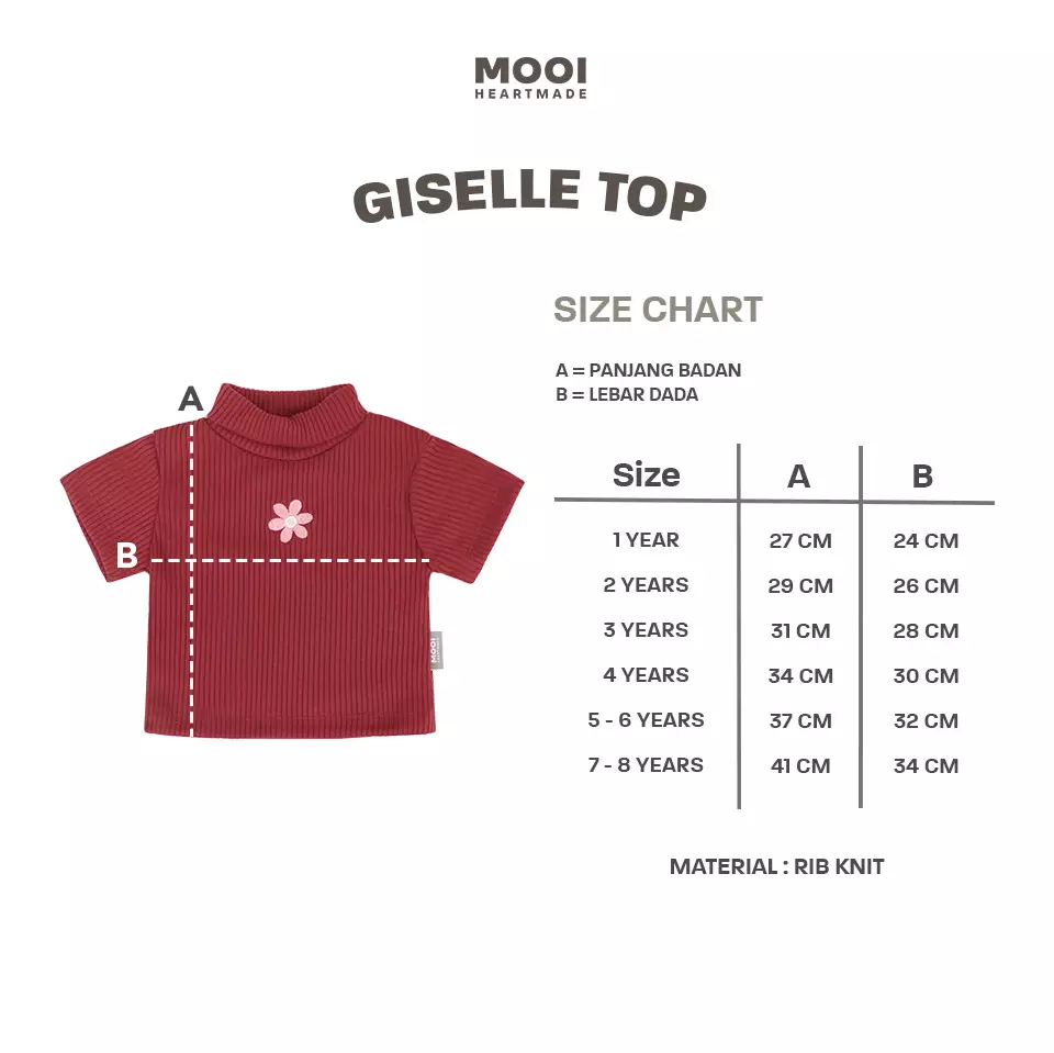 Mooi Atasan Turtleneck Anak Perempuan Giselle Top - Rye Grass