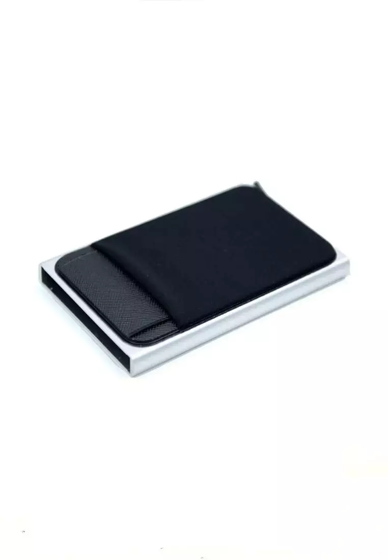 Chaka Dompet Kartu Unisex Anti RFID Automatic Pop up With Back Pouch Material Aluminum ORIGINAL - Silver