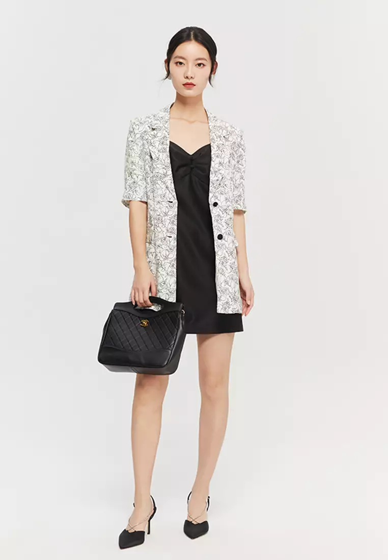 Short Sleeve Mortif Floral Design Smart Casual Blazer
