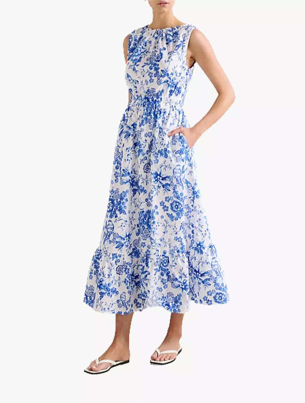 Bella Shirred Cotton Midi Dress
