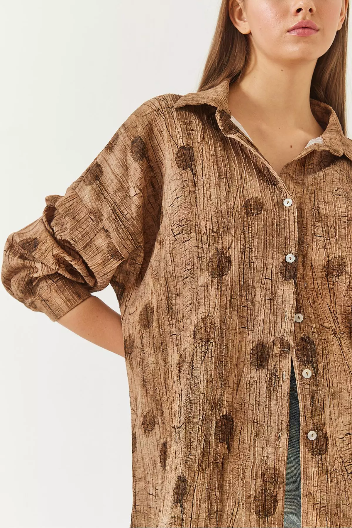 Women's Off Shoulder Print Oversize Shirt 60398 60271063