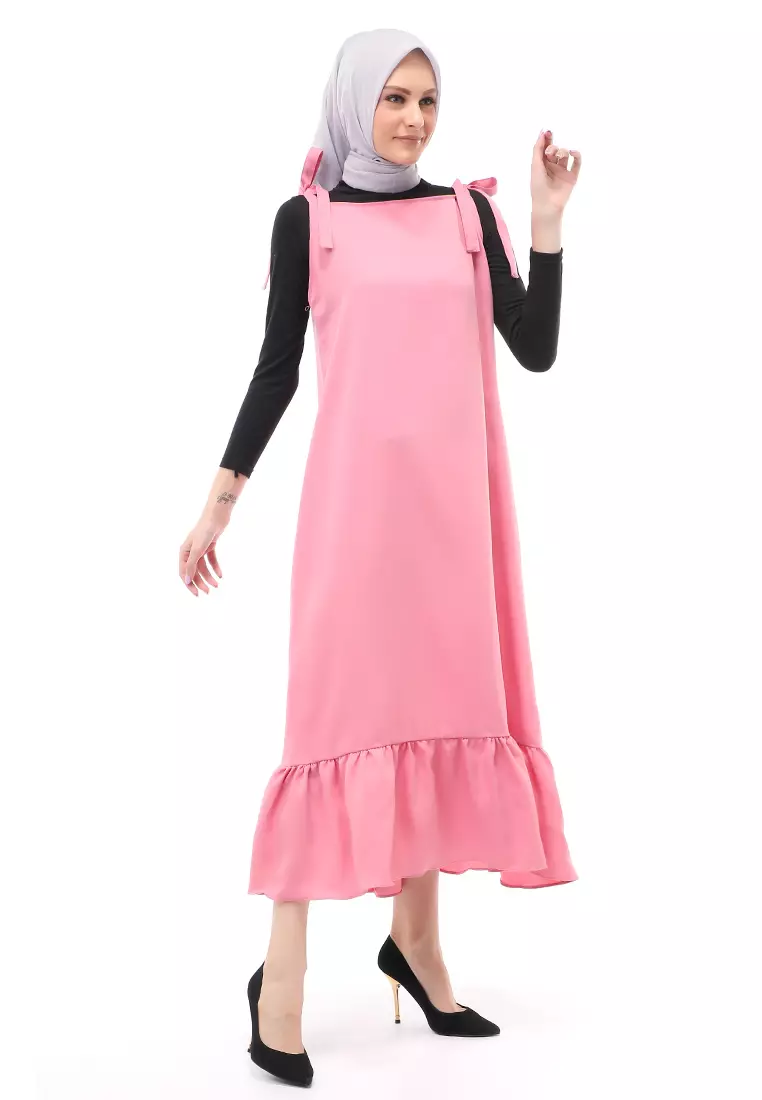 Bilqis Overall Panjang Wanita Rampel Kodok Long Sleeve Regular Fit - Dusty Pink