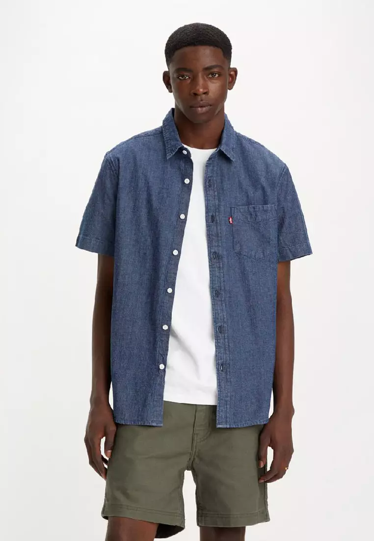 Levi denim shirt short sleeve hot sale