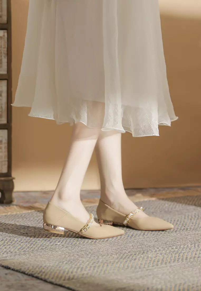 2.5CM Pearl Chain Strap Mary Jane Shoes IF2218