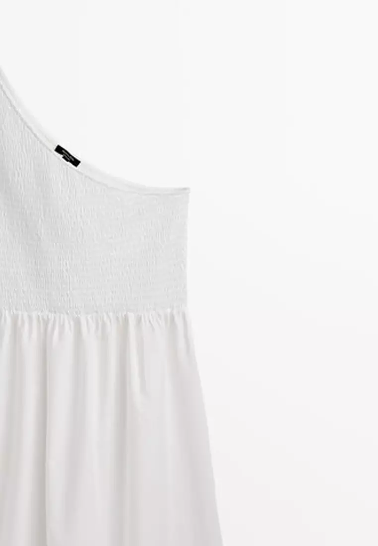 Massimo Dutti Asymmetric Poplin Midi Dress 2025 | Buy