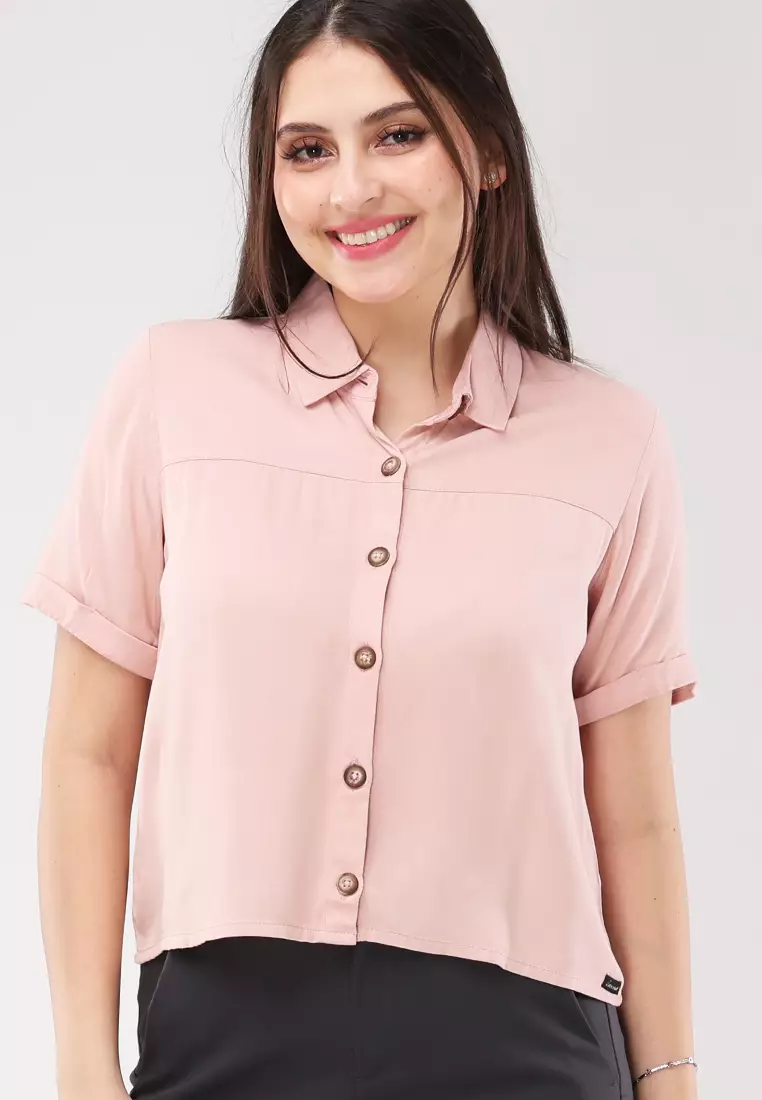 Single Twill Woven Short Sleeves Blouse