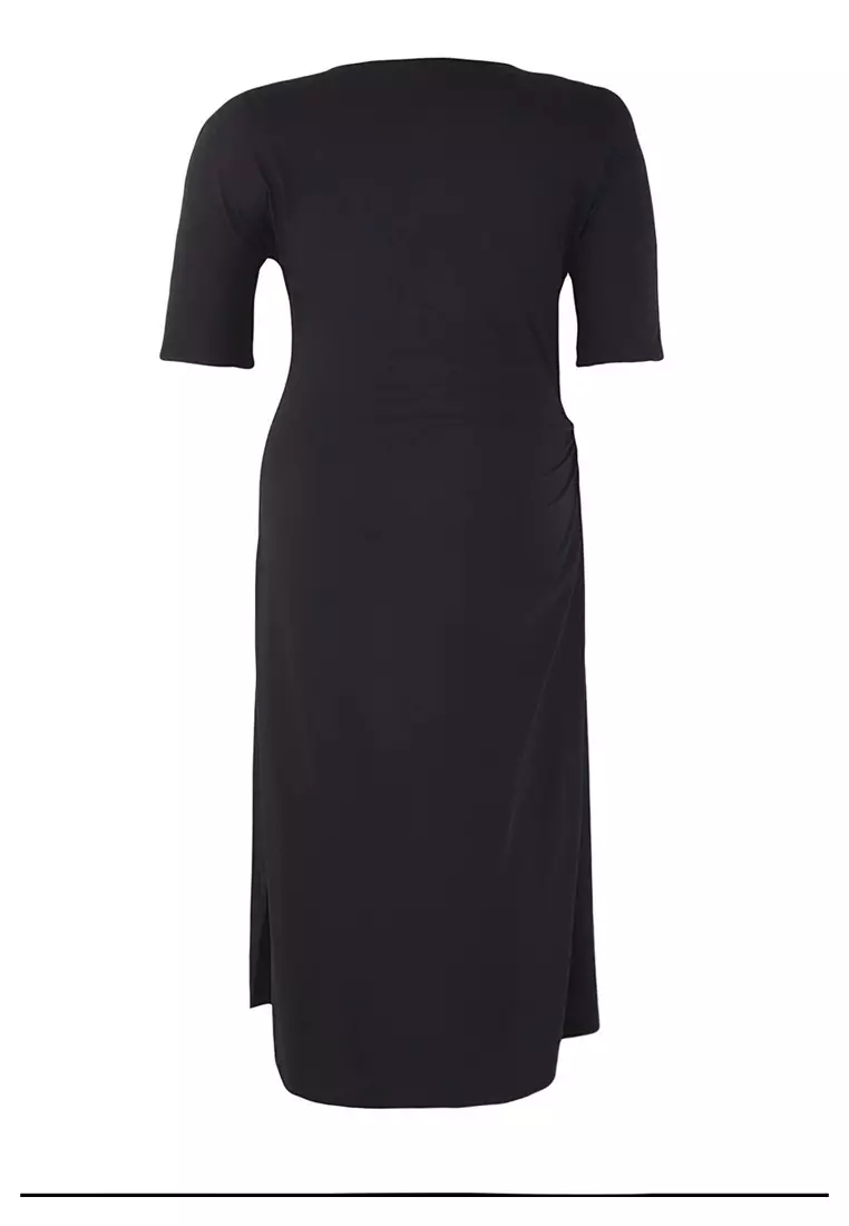 Plus Size Knot Detailed Jersey Knit Dress