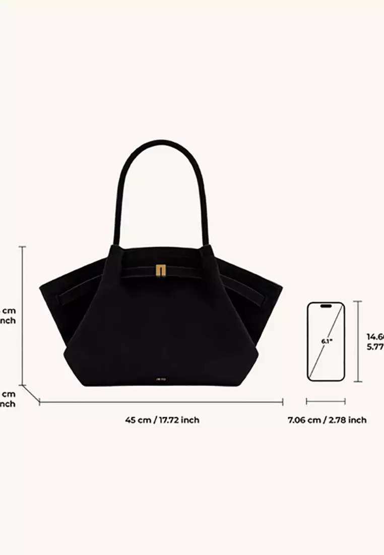 Hana Medium Faux Suede Tote Bag - Black